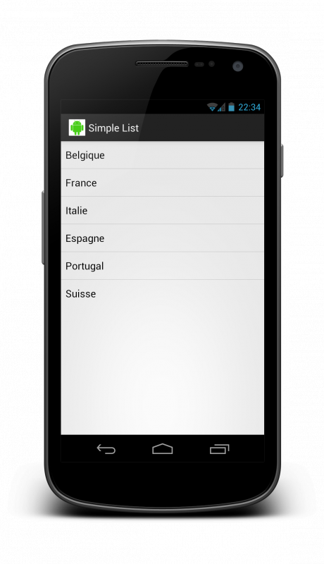 Résultat de l'exécution d'une liste simple