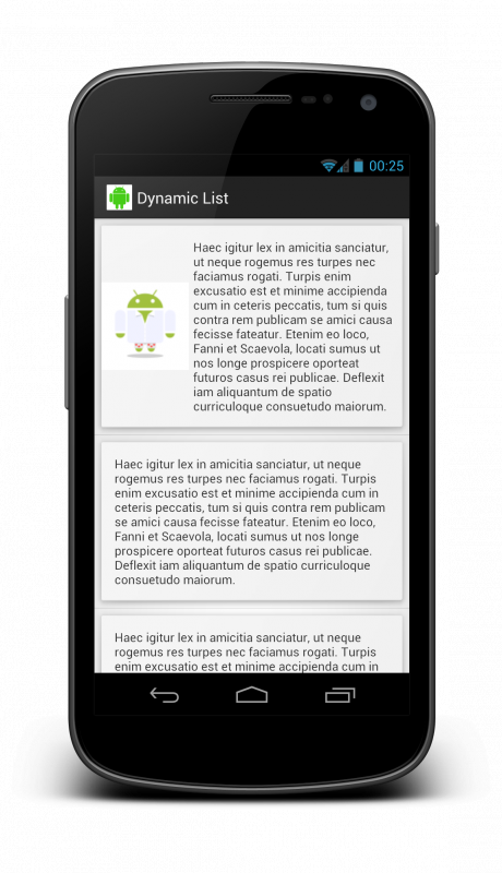 Résultat de l'exécution d'une liste avec plusieurs vues personnalisées