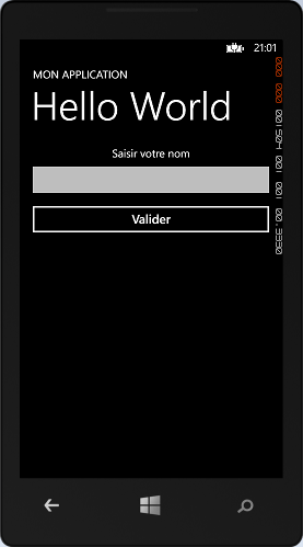Rendu de l'application dans l'émulateur