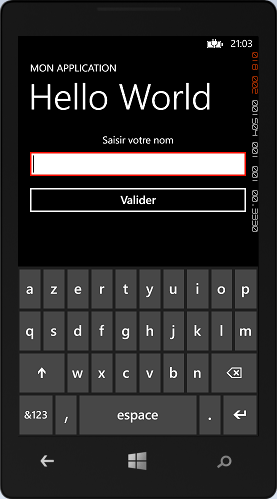 Le clavier virtuel dans l'émulateur