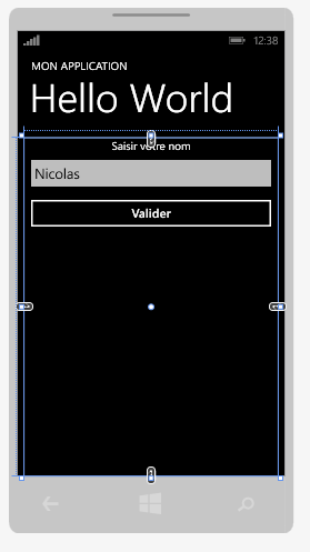 La valeur du TextBox s'affiche dans la fenêtre de rendu