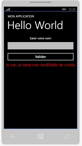 Le texte s'affiche en rouge dans le TextBlock
