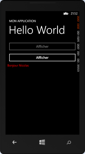 Passage d'un paramètre au bouton s'affichant dans l'émulateur