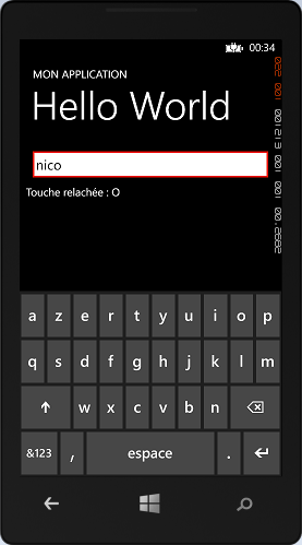 Affichage de la touche relachée dans l'émulateur