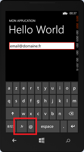 Clavier virtuel optimisé pour la saisie d'adresse email