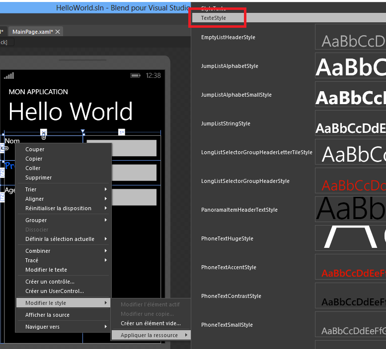 Notre nouveau style fait partie de la liste des styles