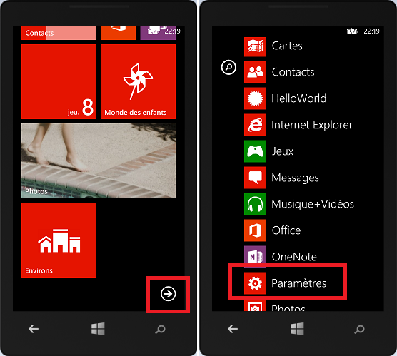 Accès au menu de paramétrage de l'émulateur