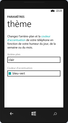 Modification de la couleur d'accentuation