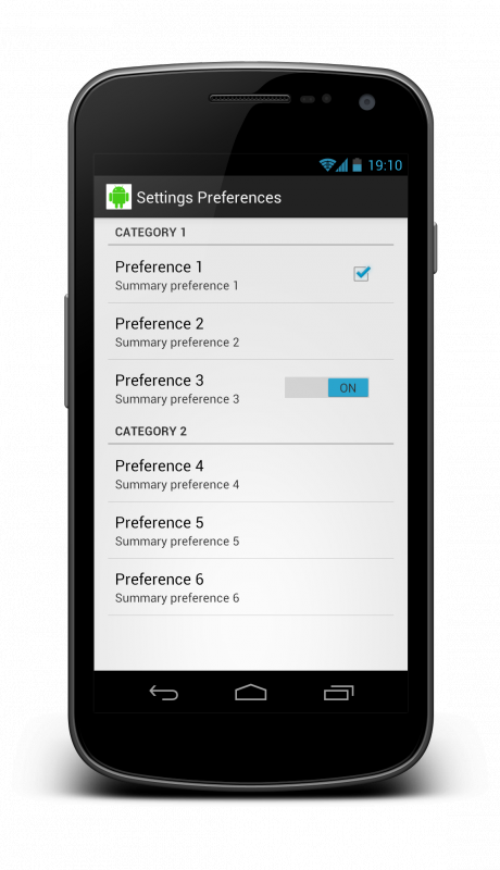 Affichage des paramètres