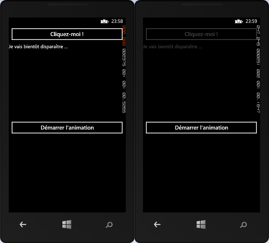 L'animation de l'opacité fait disparaître le contrôle
