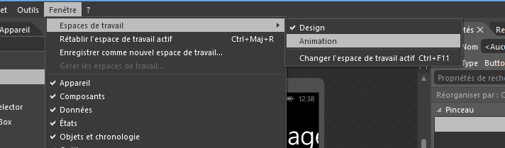 Changement de l'espace de travail