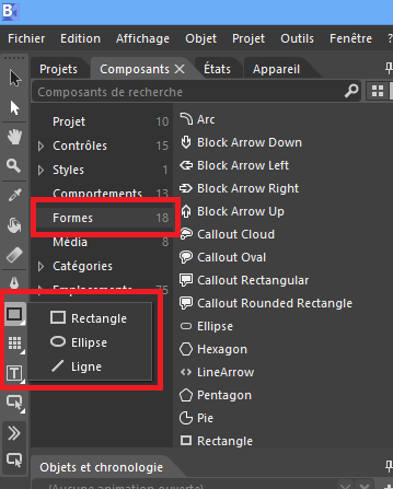 Accès aux formes depuis Blend