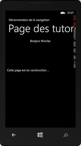 Affichage de la seconde page