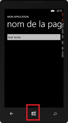 Appui sur le bouton de menu pour que l'application soit suspendue