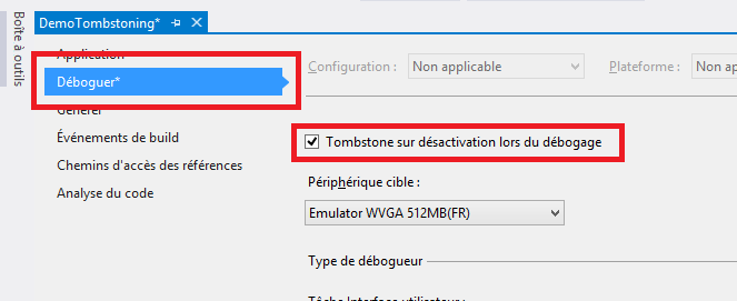 Activer le tombstoning de l'application