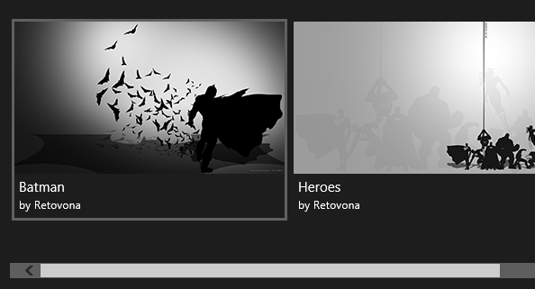 Une liste d'éléments avec une barre de défilement pour naviguer dans le contrôle