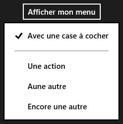 Affichage d'un menu sous un bouton
