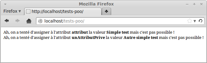 Résultat affiché par le script