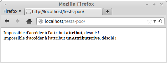 Résultat affiché par le script