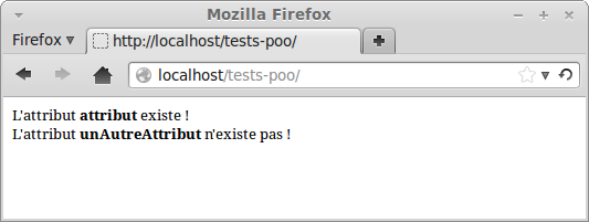 Résultat affiché par le script
