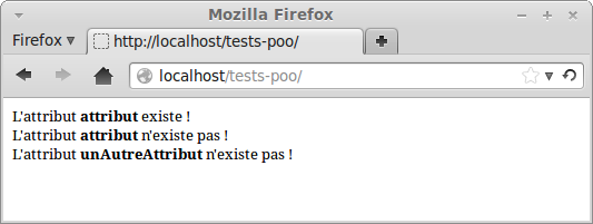 Résultat affiché par le script