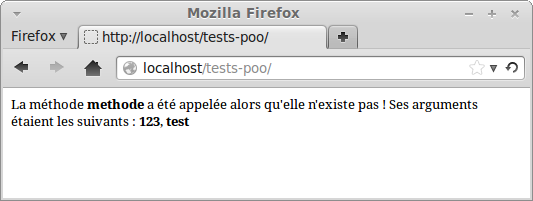 Résultat affiché par le script