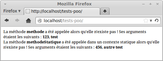 Résultat affiché par le script