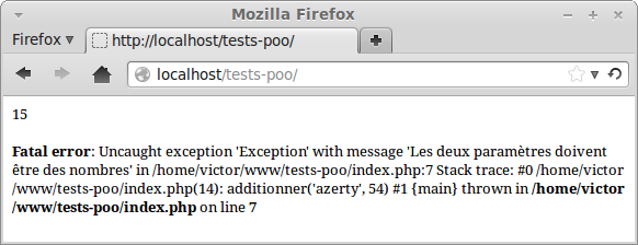 Résultat affiché par le script