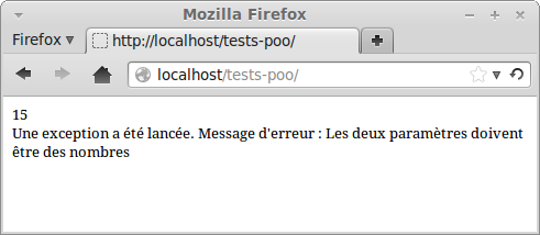 Résultat affiché par le script