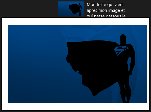 Affichage d'un « Flyout » qui apparaît au clic sur la petite image