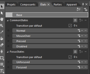 Les différents états du bouton