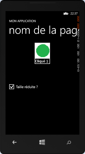 Le bouton est dans l'état Pressed et TailleReduite