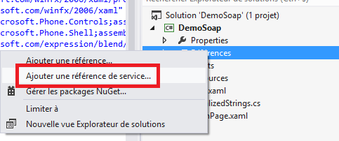 Ajout d'une référence de service