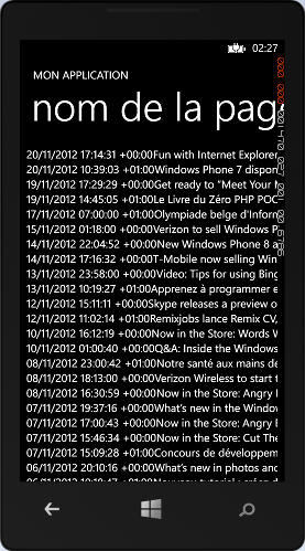 Affichage du flux RSS dans la ListBox