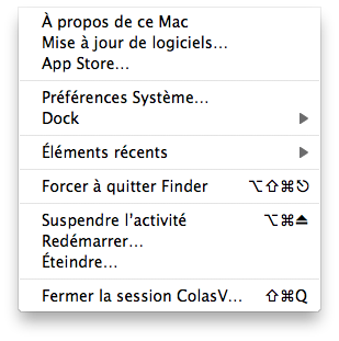 Contenu du Menu Pomme