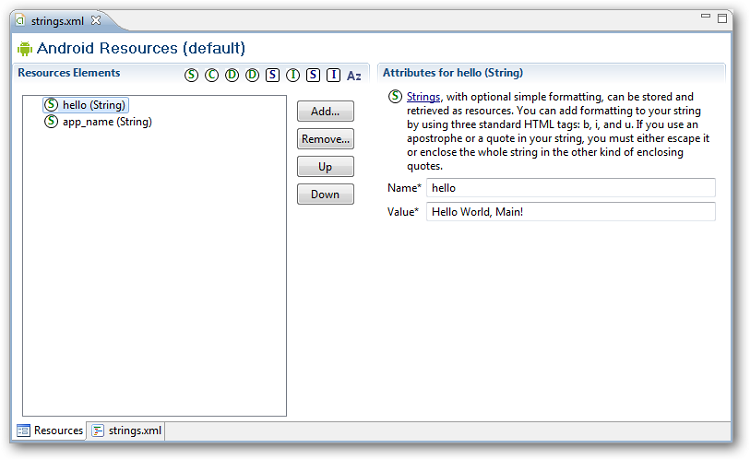 Fenêtre d'édition des données