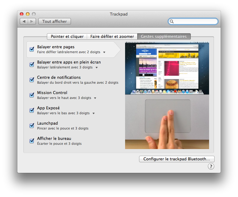 Préférences Trackpad