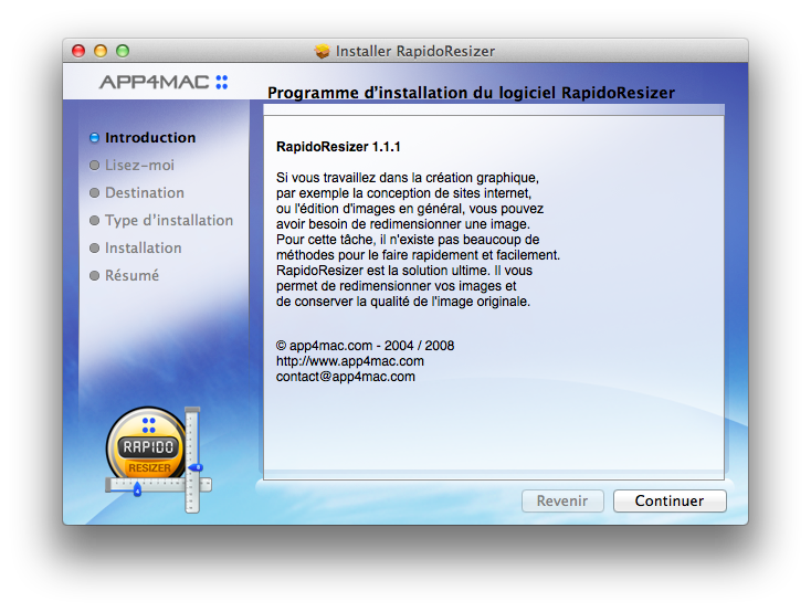 Exemple de l'installation d'une application via un .pkg