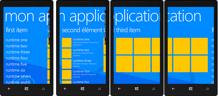 La panorama du projet exemple, composé de 3 écrans