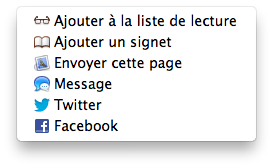 Options du menu Partage