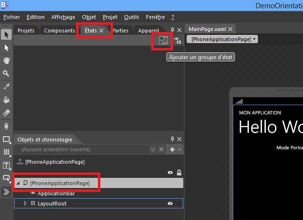 Ajout d'un groupe d'état dans Blend