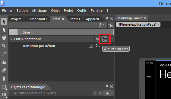 Ajout d'un état dans Blend
