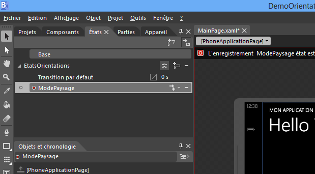 Ajout d'un état dans Blend