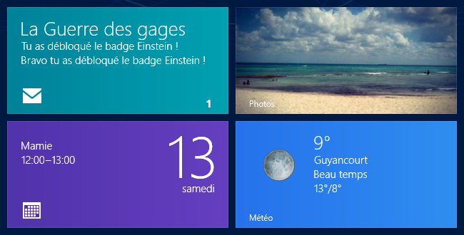Affichage de quelques vignettes de l'écran d'accueil