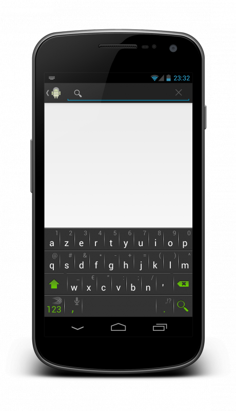 Affichage de la barre de recherche dans la barre d'action