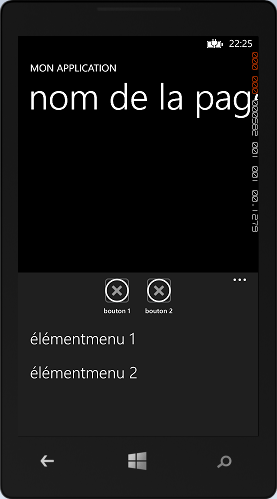 Les éléments de menu de la barre