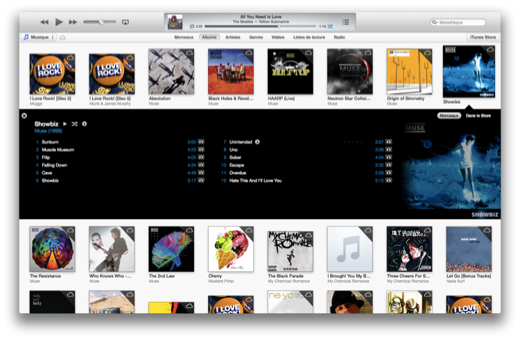 L'album Showbiz après importation