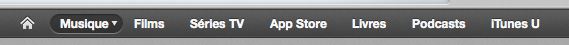 Barre des menus de l'iTunes Store