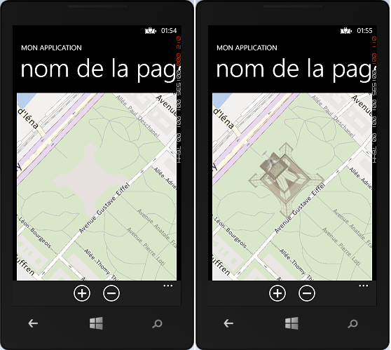 La carte peut afficher des points de repères