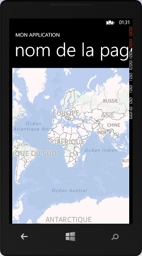 La carte s'affiche dans l'émulateur